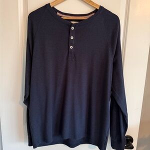 The Normal Brand Navy Long Sleeve Henley Shirt XL